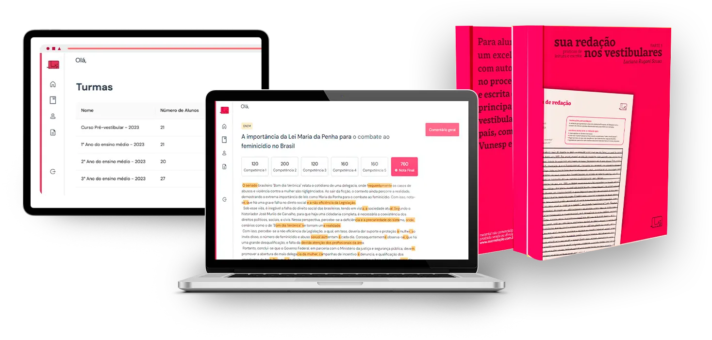 Plataforma digital mostrando interface em múltiplos dispositivos