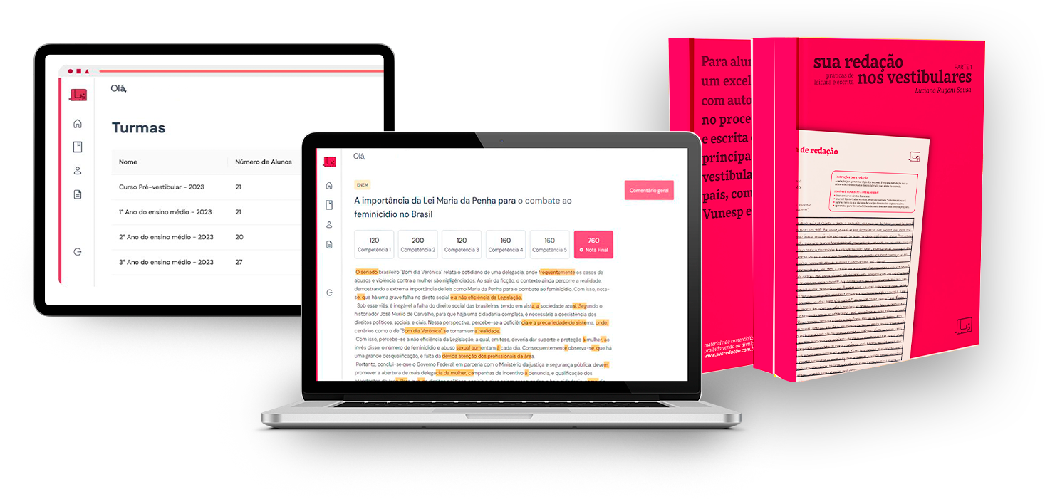 Plataforma digital mostrando interface em múltiplos dispositivos